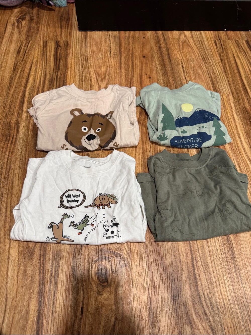 Carter's Boys Long Sleeve Graphic Tees - Olive, Light Blue, White, Beige